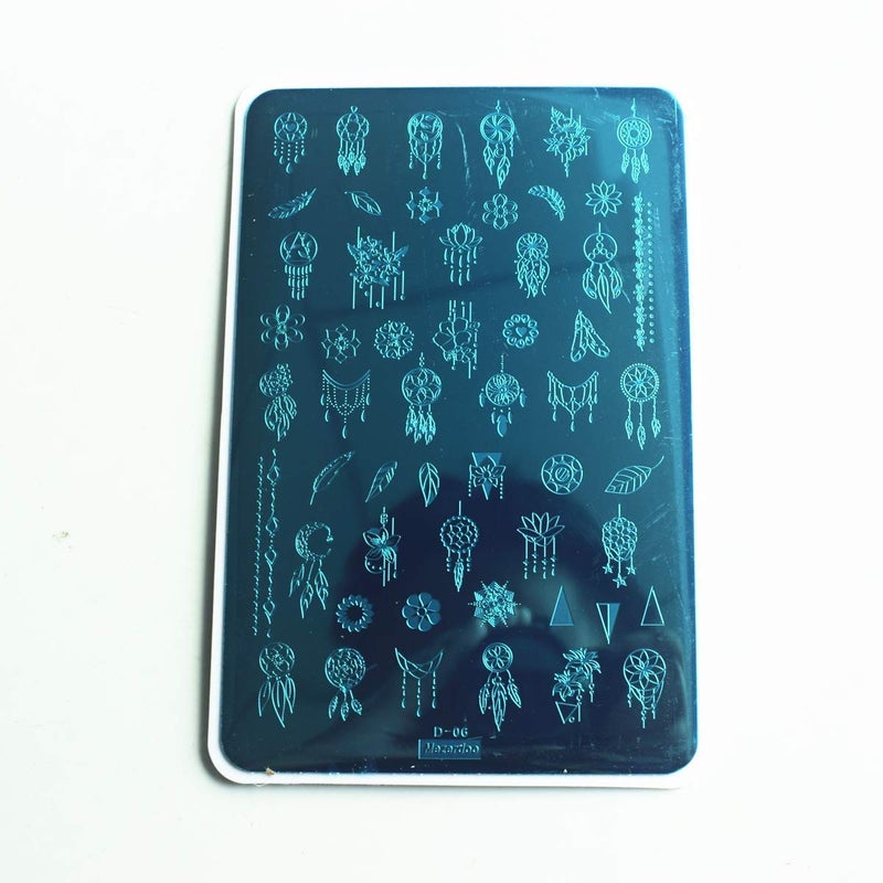 Mezerdoo 2pcs Mix Nail Art Stamp Template Dreamcatcher Feather Pendant Image Nail Stamping Plates Cute Animals Cartoon DIY Designs Manicure Stamper Plate Stencils - Image 2